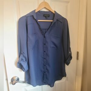 Fortune + Ivy Blue Button Up Shirt with Pockets
